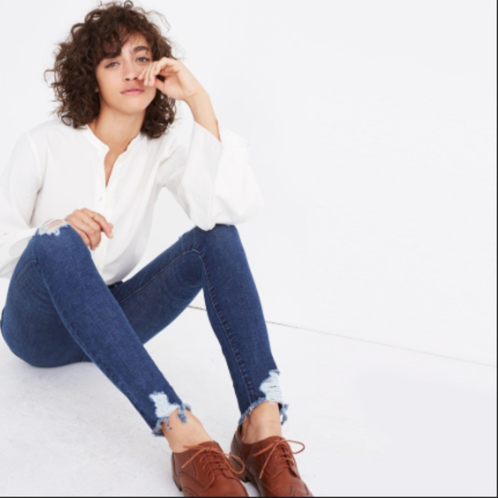 Madewell 9" High Rise Skinny Distressed Jeans